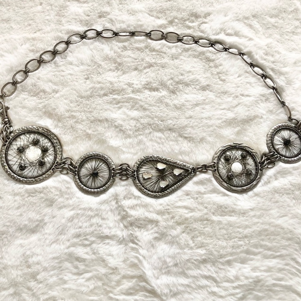 CHICO’S DREAMCATCHER Metal Chain Belt W/ Rhinestones Cowgirl Boho Artsy Hippie - Picture 2 of 8